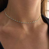 925 Silver | Aquamarine Heart Choker Necklace
