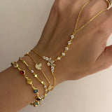 925 Silver | White Stone Crown Hand Chain