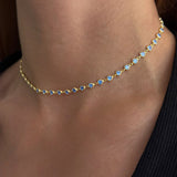 925 Silver | Aquamarine Heart Choker Necklace