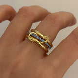 925 Silver | 3-Piece Thin Blue Stone Interlock Ring Set