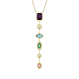 925 Silver | Colorful Stone Aura Y Chain Necklace