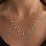 925 Silver | Dangling Beaded Chain Necklace with Teardrop Stone