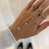 925 Silver | Triple Stone Leaf Flower Hand Chain