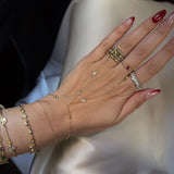 925 Silver | Double Chain Minimal Hand Chain with Baguette and Round Stones