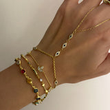 925 Silver | Navy Stone Eye Hand Chain