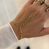 925 Silver | Round Green Stone Hand Chain