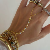 925 Silver | Round Stone North Star Hand Chain