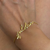 925 Silver | Personalized 3D Handwriting Bracelet with Stone Detail
