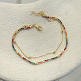 925 Silver | Beaded Chain Colorful Tennis Bracelet