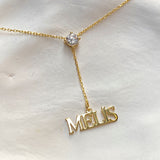 925 Silver | Custom Minimal Y Necklace with White Stone Accent