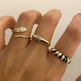 925 Silver | Leaf Ring with Stone Detail