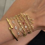 925 Silver | Personalized 3D Handwriting Bracelet with Stone Detail