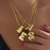 925 Silver | 3D Balloon Letter Necklace with Star and Stone Detail