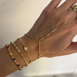 925 Silver | Navy Stone Eye Hand Chain