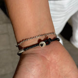 925 Silver | Handmade Black Cord Soul Men’s Bracelet