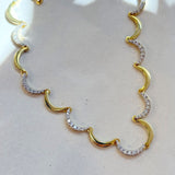 925 Silver | Wave Necklace with Stone Detail