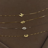 14K Gold | Personalized Box Chain Collarbone Letter Necklace