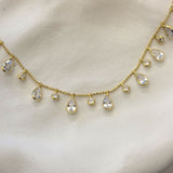 925 Silver | Dangling Beaded Chain Necklace with Teardrop Stone