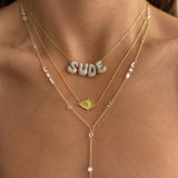 925 Silver | Crystal Stone Y Chain Necklace