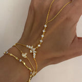 925 Silver | White Stone Crown Hand Chain