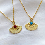 925 Silver | Colorful Fan Necklace with Stone Detail