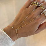 925 Silver | Minimal Two-Tone Tube Hand Chain