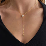 925 Silver | Personalized Y Necklace with Heart Accent & Letter Detail