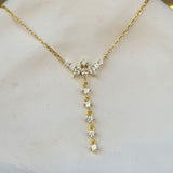 925 Silver | White Stone Crown Y Necklace