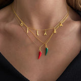 925 Silver | Colorful Enamel Chili Necklace