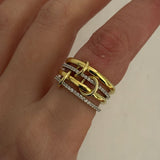 925 Silver | 4-Piece Thin Interlock Ring Set