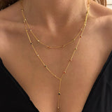 925 Silver | Colorful Stone Minimal Double Y Necklace