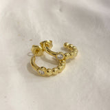 925 Silver | Half Beaded Hoop Earrings with Stone Detail