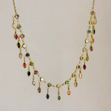 925 Silver | Colorful Drop Stone Necklace