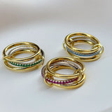 925 Silver | 3-Piece Thin Blue Stone Interlock Ring Set