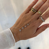 925 Silver | Quadruple Star Hand Chain
