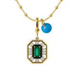 925 Silver | Green Stone Necklace with Blue Bead Charm