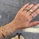 925 Silver | Double Chain Minimal Hand Chain with Baguette and Round Stones