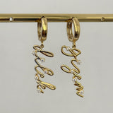 925 Silver | Personalized 3D Handwriting Earrings with Stone Detail
