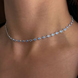 925 Silver | Aquamarine Heart Choker Necklace