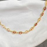 925 Silver | Red Enamel Eye Charm Necklace