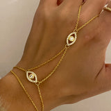 925 Silver | Double Chain Eye Hand Chain with Stone Detail