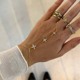 925 Silver | Triple Stone Leaf Flower Hand Chain