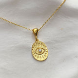 925 Silver | Oval Eye Medallion Necklace with Stone Detail