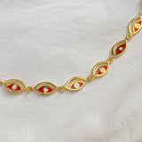 925 Silver | Red Enamel Eye Charm Necklace