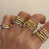 925 Silver | 5-Piece Thick Interlock Ring Set