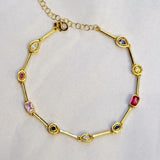 925 Silver | Colorful Multi Asymmetric Stone Bracelet