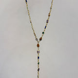 925 Silver | Colorful Asymmetric Stone Y Chain Necklace