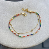 925 Silver | Beaded Chain Colorful Tennis Bracelet