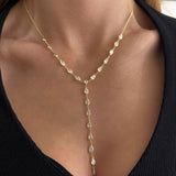 925 Silver | White Teardrop Stone Y Chain Necklace