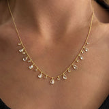 925 Silver | Dangling Beaded Chain Necklace with Teardrop Stone